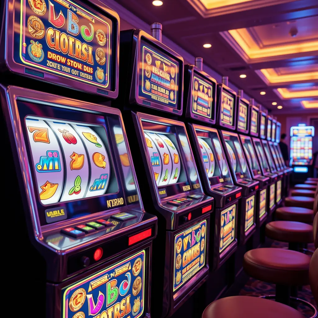CU8888 – Discover premium slot games with stunning visuals and smooth gameplay Stylish row of modern slot machines with bright digital reels and immersive lighting showcasing the high quality gaming environment of CU8888 casino Indonesia